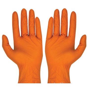 Guantes de examen médico de nitrilo naranja de 9 pulgadas